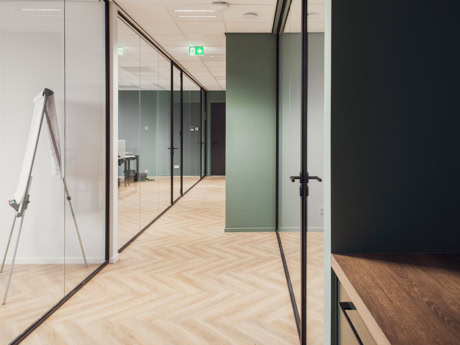 Customised partition wall with glass made of steel from Aluwdoors to Nunspeet