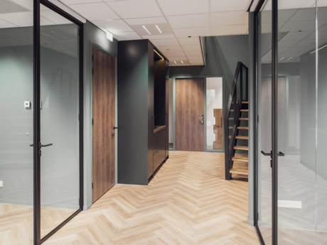 Customised partition wall with glass