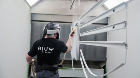 Powder coating at Aluwdoors.