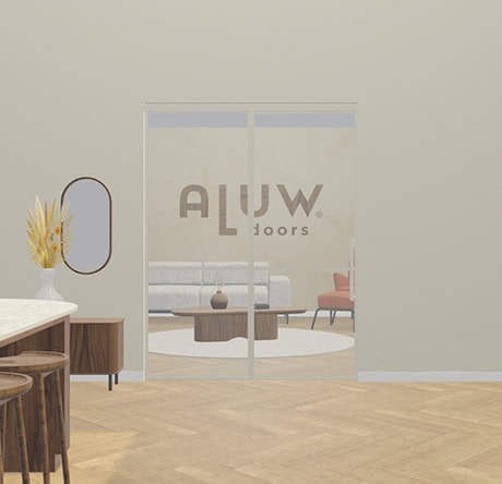 Moderne stalen wand met deur, perfect voor interieur scheiding, op maat gemaakt door Aluwdoors, met een minimalistisch en eigentijds ontwerp.